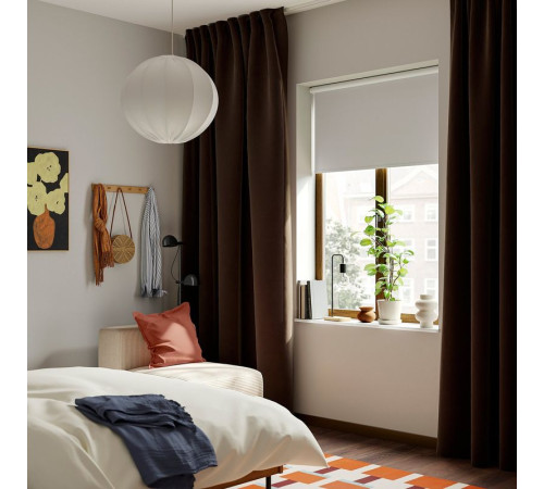 Zasłona, 2 szt., ciemnobrązowy/na taśmie SANELA 606.315.62