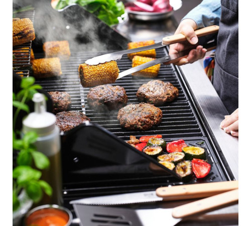3-częściowy zest przyborów grill, stal nierdz/buk GRILLTIDER 206.137.44
