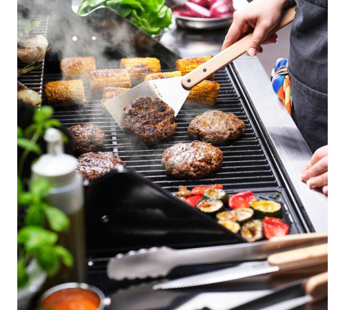 3-częściowy zest przyborów grill, stal nierdz/buk GRILLTIDER 206.137.44