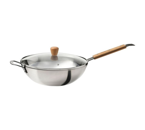 Wok z pokrywką, szkło/stal węglowa buk VARDAGEN 806.048.45