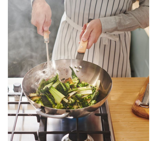 Wok z pokrywką, szkło/stal węglowa buk VARDAGEN 806.048.45