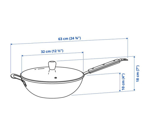 Wok z pokrywką, szkło/stal węglowa buk VARDAGEN 806.048.45
