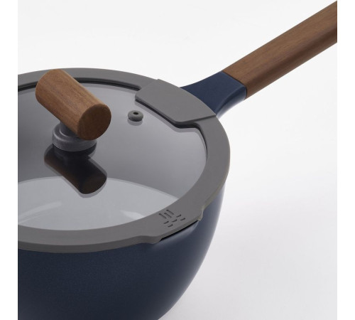 Rondel z pokrywką, powłoka zapobiegająca przywieraniu szkło/drewno czarnoniebieski KLIPPFISK 506.025.03