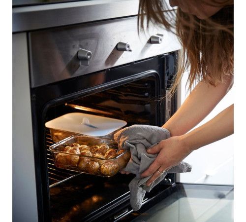 Pojemnik na żywność z pokrywką, prostokąt szkło/bambus IKEA 365+ 092.690.65