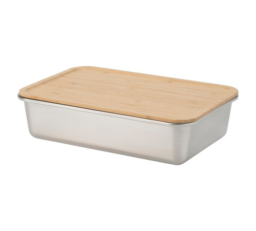 Pojemnik na żywność z pokrywką, duży prostokąt/stal nierdz bambus IKEA 365+ 095.805.23