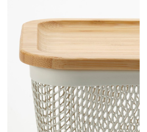 Kosz na żywność z pokrywką, kwadrat metal/biały bambus IKEA 365+ 195.808.72