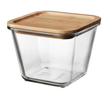 Pojemnik na żywność z pokrywką, kwadrat szkło/bambus IKEA 365+ 292.691.11