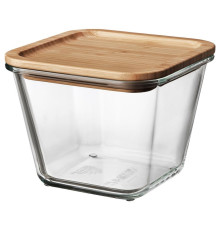 Pojemnik na żywność z pokrywką, kwadrat szkło/bambus IKEA 365+ 292.691.11
