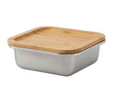 Квадратный контейнер для еды IKEA 365+ с крышкой, нержавеющая сталь/бамбук 295.631.22
