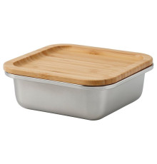 Pojemnik na żywność z pokrywką, kwadrat stal nierdz/bambus IKEA 365+ 295.631.22