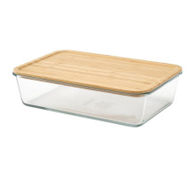 Pojemnik na żywność z pokrywką, duży prostokąt/szkło bambus IKEA 365+ 295.805.36