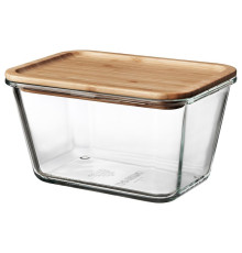 Контейнер для еды с крышкой, прямоугольный, из стекла/бамбука, IKEA 365+ 492.690.68