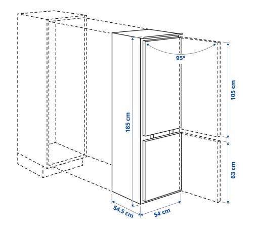 Встраиваемый холодильник/морозильник IKEA 500 TINAD 005.728.72