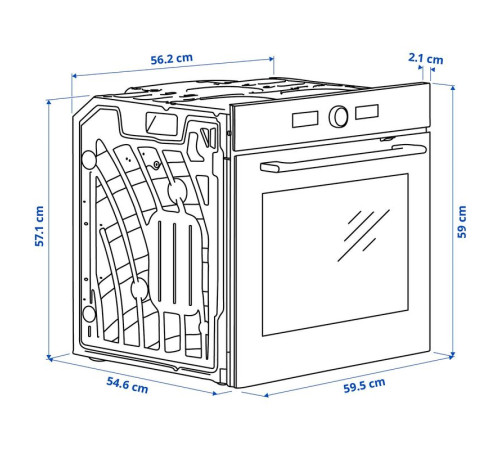 Духовой шкаф с конвекцией и функцией гриля, черный/IKEA 500 SPJUTBO 006.002.76