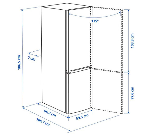 Lodówka/zamrażarka, IKEA 500 wolnostojące/stal nierdz ALINGSÅS 205.679.59