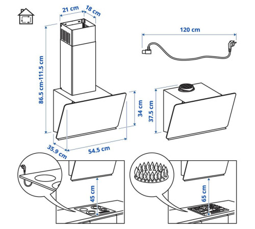 Wyciąg montowany do ściany, IKEA 300 czarny STACKBO 706.023.71