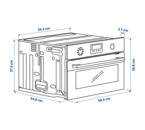 Piekarnik z termoobiegiem, kompaktowa funkcja pieczenia/stalowy IKEA 500 FRILLESBO 606.054.07