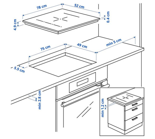 Płyta indukcyjna, IKEA 700 czarny BLIXTSNABB 604.678.30