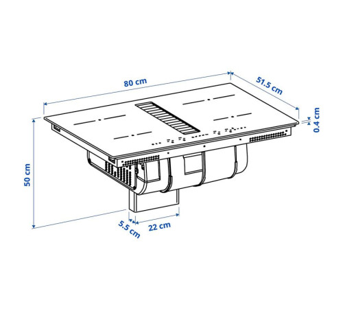 Płyta indukcyjna/wbudow okap, IKEA 300 czarny TÄCKNAN 006.072.87