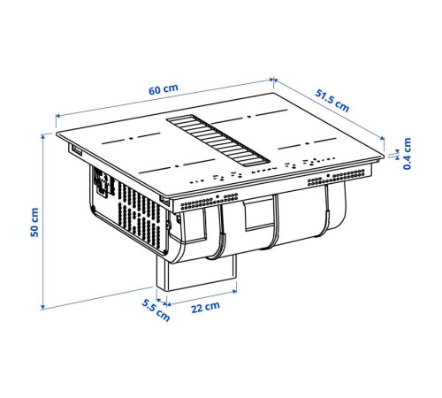 Płyta indukcyjna/wbudow okap, IKEA 300 czarny TÄCKNAN 105.986.35