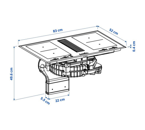 Płyta indukcyjna/wbudow okap, IKEA 500 czarny TÄCKNAN 806.072.88
