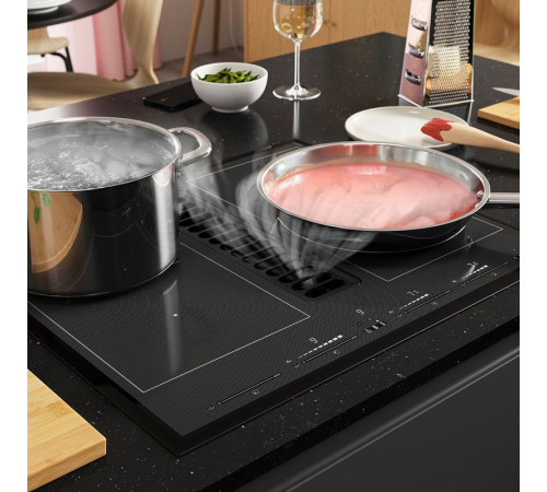 Płyta indukcyjna/wbudow okap, IKEA 500 czarny TÄCKNAN 905.986.36