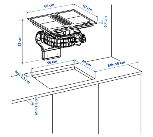 Płyta indukcyjna/wbudow okap, IKEA 500 czarny TÄCKNAN 905.986.36