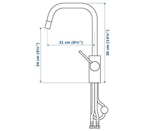 Bateria z wyciąganą wylewką, czarny ÄLMAREN 506.034.99