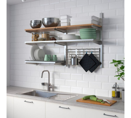 Szyna/półka/ociekarka/kratka, stal nierdz/jesion KUNGSFORS 492.543.35