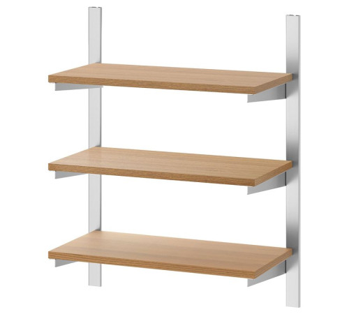 Szyna do zawieszania z półkami, stal nierdz/jesion KUNGSFORS 593.083.47