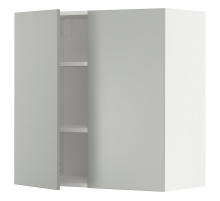 Szafka ścienna z półkami/2 drzwi, biały/Havstorp jasnoszary METOD 395.384.05