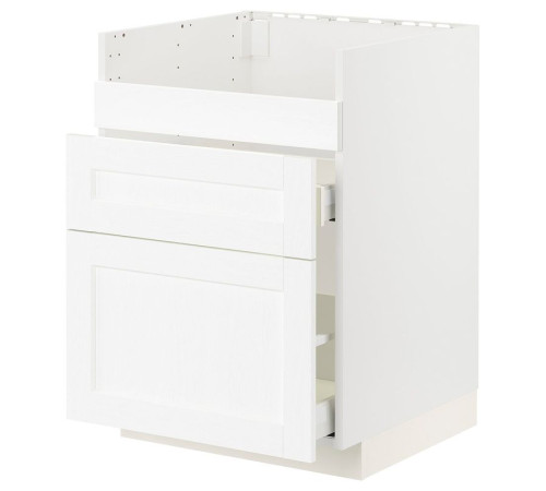 Szafka pod zlew HAVSEN/3fr/2szu, biały Enköping/biały imitacja drewna METOD / MAXIMERA 494.734.32