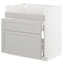 Szafka pod zlew HAVSEN/3fr/2szu, biały/Lerhyttan jasnoszary METOD / MAXIMERA 692.805.12