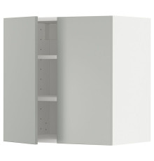 Szafka ścienna z półkami/2 drzwi, biały/Havstorp jasnoszary METOD 795.380.07