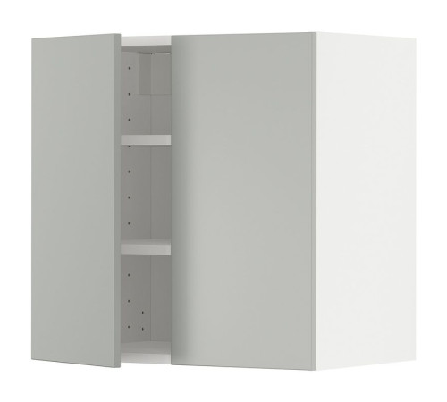 Szafka ścienna z półkami/2 drzwi, biały/Havstorp jasnoszary METOD 795.380.07