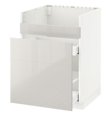 Szafka pod zlew HAVSEN/3fr/2szu, biały Maximera/Ringhult jasnoszary METOD 892.804.55