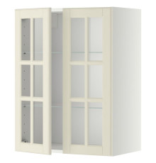 Полунастенный шкафчик/2 стеклянные дверцы, белый/кремовый цвет Bodbyn METOD 893.949.80