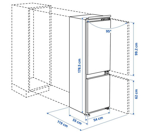 Lodówka/zamrażarka, IKEA 700 zintegrowany ÖVERNÄS 005.730.46