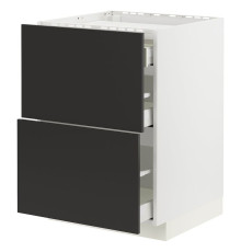 Шкаф-столик, плоский/2fr/3sz, белый/Nickebo матовый антрацит METOD / MAXIMERA 094.982.22