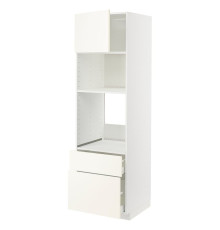 Высокий шкаф для встраиваемой бытовой техники, белый/Vallstena white METOD / MAXIMERA 195.074.43