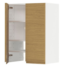 Вытяжной шкаф с полкой/дверцами, белый/под дуб Voxtorp, METOD 295.380.62