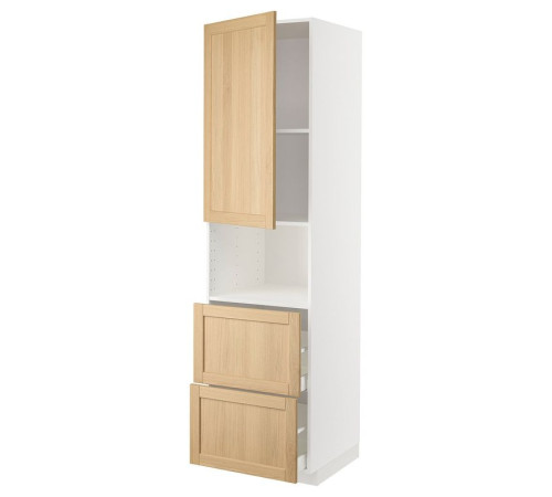 W szafka do mikr drzwi/2 szuf, biały/Forsbacka dąb METOD / MAXIMERA 395.095.54