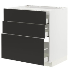 Шкаф-столик, плоский/3fr/3sz, белый/Nickebo матовый антрацит METOD / MAXIMERA 494.975.79