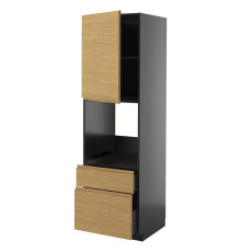 In sz n pie dr/2fr/medium/in sz, black-gray/Voxtorp imitating oak METOD / KNIVSHULT 495.893.81