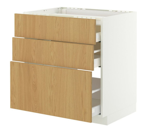 Sza st pł/3fr/3szu, biały/Sinarp okl dęb METOD / MAXIMERA 496.003.88