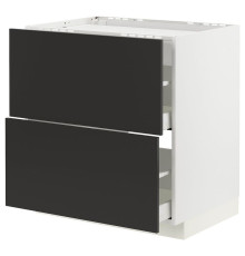 Шкаф-столик, плоский/2fr/2sz, белый/Nickebo матовый антрацит METOD / MAXIMERA 594.981.30