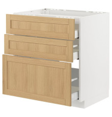Столешница шкафа/3 фр/3sz, белый/Дуб Форсбака МЕТОД / МАКСИМЕРА 595.092.18