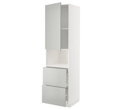 W szafka do mikr drzwi/2 szuf, biały/Havstorp jasnoszary METOD / MAXIMERA 795.385.64