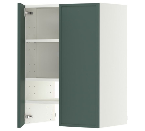 Szafka okapowa z półką/drzwiczkami, biały/Aspudden ciemny szarozielony METOD 796.044.98
