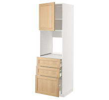 Szaf wys n piek/drz/3 szu, biały/Forsbacka dąb METOD / MAXIMERA 895.095.42